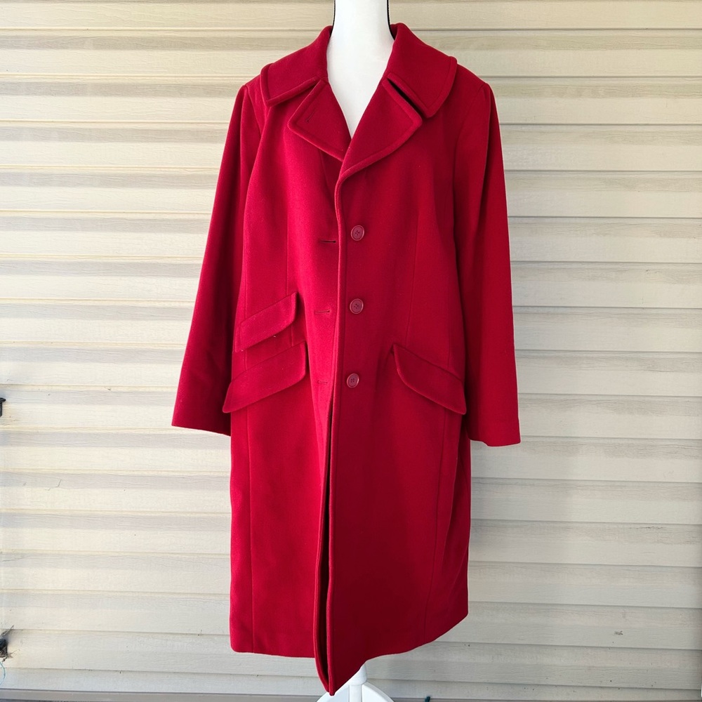 Talbots red wool pea coat plus size